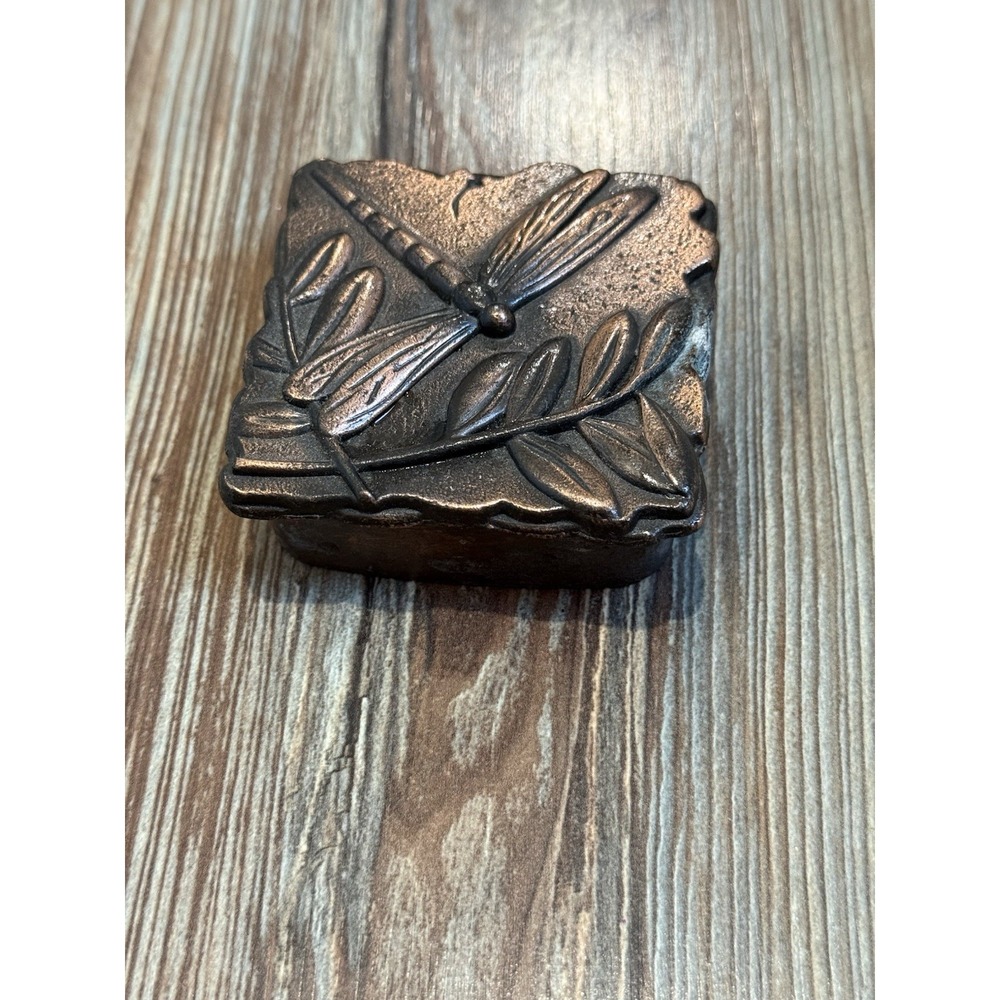 Portfolio by Pfaltzgraff Dragonfly Trinket Box Naturewood Serenity 3x3"